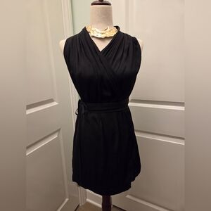 Kimono Vest Black Sleeveless Wrap Top With Belt Size L